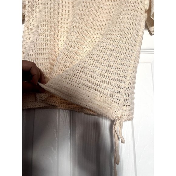 Free People‎ Babes Only Open Weave Knit Ruffle Tee Top Size Small - Picture 7 of 8